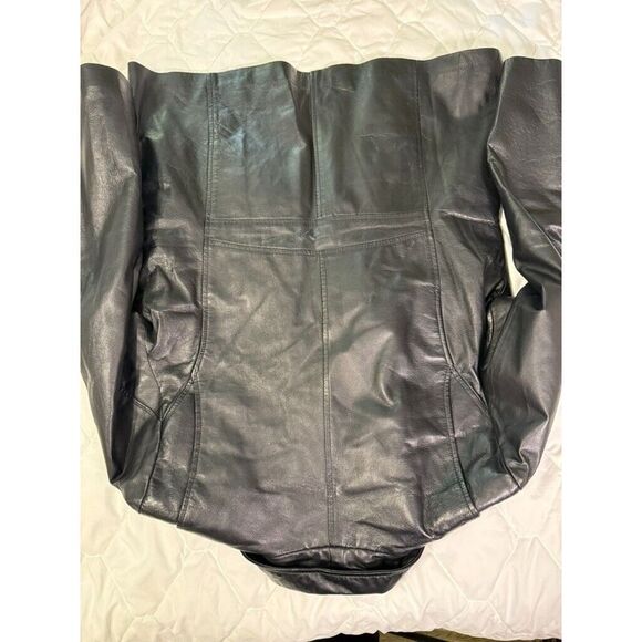 Vintage Phase Two Leather Jacket Mens Extra Large‎ Black Pockets Full Zip Lining - Picture 12 of 12